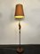 Französische Mid-Century Stehlampe aus Teak & Messing mit Lava Schirm, 1950er 1