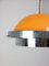 Italian Space Age Orange and Chrome Metal Pendant Lamp, 1970s, Image 4