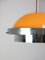 Lámpara colgante italiana de la era espacial en naranja y metal cromado, años 70, Imagen 4