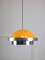Lámpara colgante italiana de la era espacial en naranja y metal cromado, años 70, Imagen 1