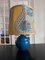 Lámpara de cerámica esmaltada en azul, años 70, Imagen 1