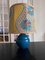 Lámpara de cerámica esmaltada en azul, años 70, Imagen 5