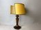 Wooden Table Lamp with Silk Half Shade, 1960s 3