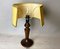 Lámpara de mesa de madera con media pantalla de seda, años 60, Imagen 6