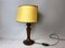 Wooden Table Lamp with Silk Half Shade, 1960s 5