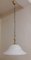 Deutsche Deckenlampe mit gemustertem weißem Glasschirm und Messinghalterung von Hönsel, 1980er 2