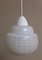 Small Ceiling Lamp with Patterned White Glass Shade with White Plastic Mounting, 1970s 1