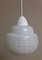 Small Ceiling Lamp with Patterned White Glass Shade with White Plastic Mounting, 1970s, Image 1