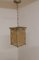 Small Lantern Shaped Ceiling Lamp with Brass Mount and Yellow Patterned Glass Shade, 1960s 2