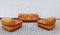 Cognac Leather Sofa and Armchairs by Sapporo for Mobil Girgi, Italy, 1970s, Set of 3, Image 16