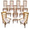 Vintage Spanish Walnut Dining Chairs in Wrought Iron, Set of 10 1