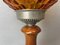 Mid-Century Rustic Portuguese Wooden Table Lamp with Amber Pine Cone Glass Lampshade, 1960s 7