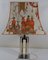 Table Lamp with Chromed Foot and Lampshade with Asian Decor, 1970s, Image 1