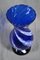 Vase Balustre en Verre de Murano Bleu avec Décor Lattimo, 1970s 2