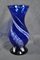 Vase Balustre en Verre de Murano Bleu avec Décor Lattimo, 1970s 5