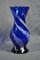 Vase Balustre en Verre de Murano Bleu avec Décor Lattimo, 1970s 11