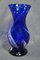 Baluster Vase aus blauem Muranoglas mit Lattimo Dekor, 1970er 4