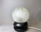 Small Portuguese Lacquered Black Wooden Table Lamp with Frosted Glass Globe Lampshade 4