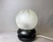 Small Portuguese Lacquered Black Wooden Table Lamp with Frosted Glass Globe Lampshade, Image 4