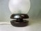 Small Portuguese Lacquered Black Wooden Table Lamp with Frosted Glass Globe Lampshade 10