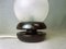 Small Portuguese Lacquered Black Wooden Table Lamp with Frosted Glass Globe Lampshade, Image 10