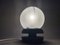 Petite Lampe de Bureau Portugaise Laquée Noire en Bois avec Abat-Jour Globe en Verre Givré 6