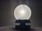 Small Portuguese Lacquered Black Wooden Table Lamp with Frosted Glass Globe Lampshade, Image 6