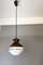 Small Mid-Century Modern Portuguese Wood and Glass Hanging Lamp 7