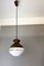 Small Mid-Century Modern Portuguese Wood and Glass Hanging Lamp, Image 7