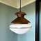 Small Mid-Century Modern Portuguese Wood and Glass Hanging Lamp, Image 1