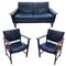 Mid-Century Scandinavian Norwegian Rosewood and Leather Living Room Set by Torbjørn Afdal for Nesjestranda, Norway, 1960s, Set of 3, Image 1