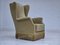 Danish Wingback Armchair in Velour & Beech Wood Legs, 1970s 1