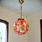 Large Portuguese Red Splatter Bubble Glass Hanging Lamp attributed to Marinha Grande, 1960s 1