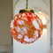 Large Portuguese Red Splatter Bubble Glass Hanging Lamp attributed to Marinha Grande, 1960s 2