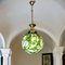Giant Green Splatter Bubble Glass Hanging Lamp attributed to Marinha Grande, Image 1