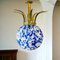 Giant Blue Splatter Bubble Art Glass Hanging Lamp Chandelier with Bronze Crown 2
