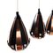 Droplet Pendant Lights in Copper by Werner Schou for Coronell Electrical Denmark, 1960s, Set of 3 3