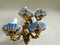 French Ornate Wall Sconces in Bronze and Blue Limoges Porcelain, 1930s, Set of 2 5