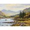 William Yeaman, remando en un lago en el paisaje montañoso irlandés con frondosos árboles verdes, 1984, óleo sobre lienzo, enmarcado, Imagen 7