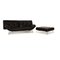 Smala 3-Seater Sofa and Pouf in Black Leather from Ligne Roset, Set of 2 1