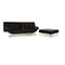 Smala 3-Seater Sofa and Pouf in Black Leather from Ligne Roset, Set of 2, Image 1