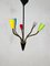 Colorful Mid-Century Brass 5-Arm Sputnik Chandelier, 1950s, Image 4