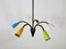 Colorful Mid-Century Brass 5-Arm Sputnik Chandelier, 1950s 3