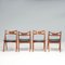 Sedie Sawbuck Ch29p in teak e pelle nera attribuite a Hans J. Wegner per Carl Hansen & Son, anni '60, set di 4, Immagine 4