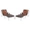 Leather Maggiolina Lounge Chairs & Footstools attributed to Marco Zanuso for Zanotta, Set of 4, Image 1