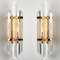 Clear Gold Glass & Brass Sconces in the style of Venini, 1970, Set of 2 16