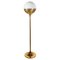 Large Brass & Opaline Glass Globe Floor Lamp, Germany, 1970s 1