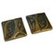 Architectural Square Relief Push Pull Square Bronze Door Handles, 1970s, Set of 2 1