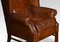 Brown Leather Wingback Armchairs, 1890s, Set of 2 3