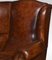 Brown Leather Wingback Armchairs, 1890s, Set of 2 5